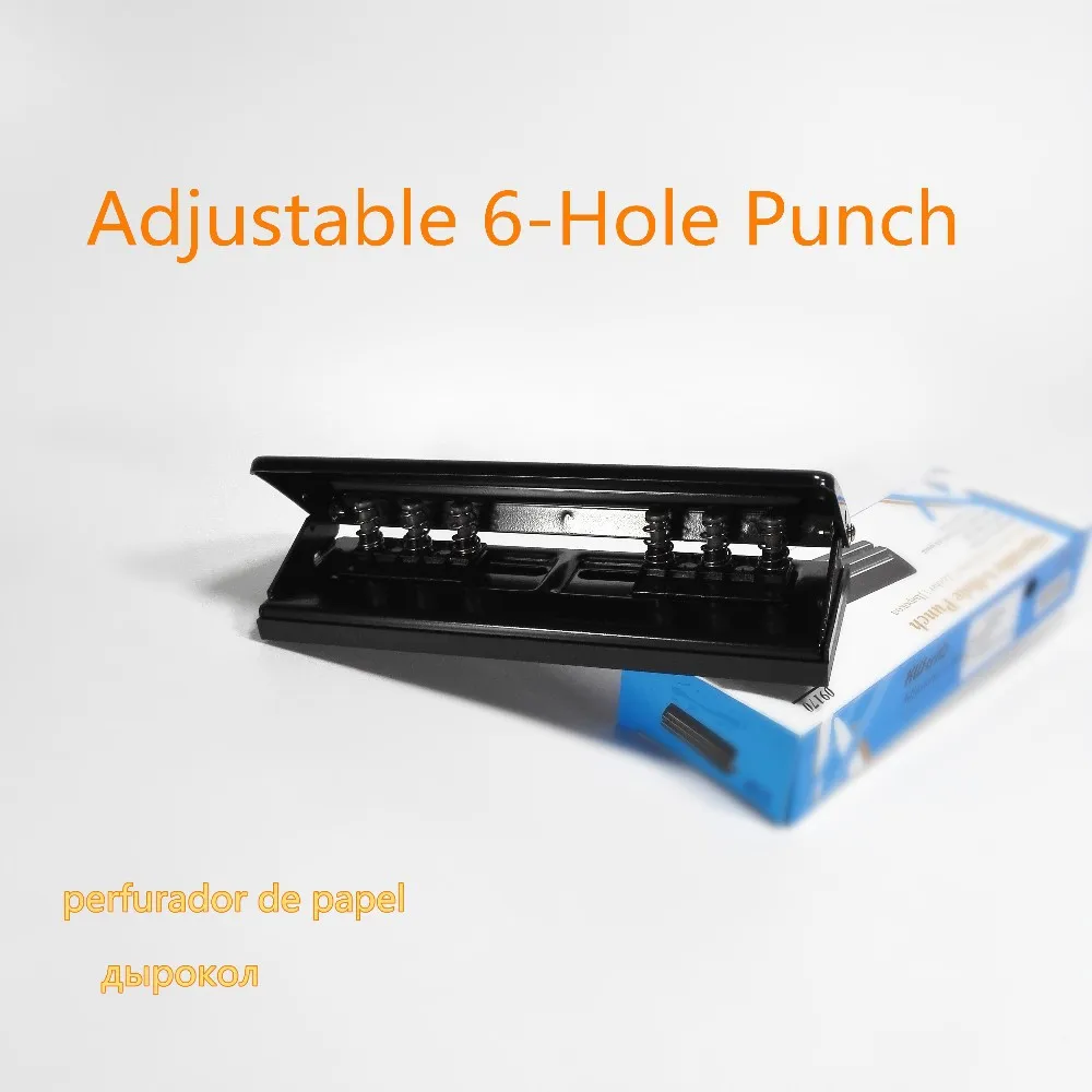 Регулируемый 6-Hole Punch 6 отверстий Punch Loose-leaf ручной работы регулируемый DIY Punch Perfurador de Papel Perforadora Locher № 9170