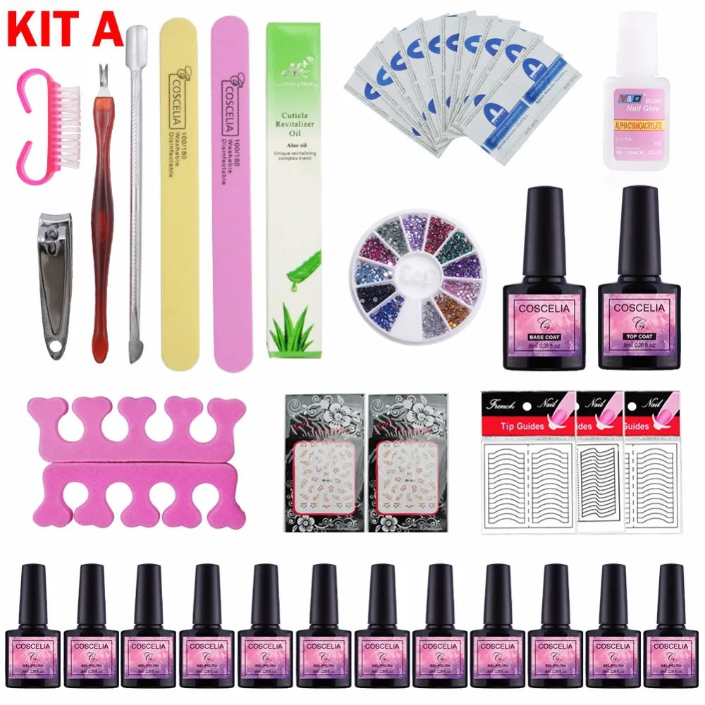 COSCELIA All For Nail Art Set For Manicure UV Gel Nail Polish Kit Tools