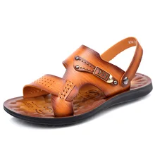 Лидер продаж Летние босоножки из натуральной кожи, фирменные качественные дешевые пляжные мужские босоножки, тапочки Для мужчин повседневные сандалии Melissa Adulto