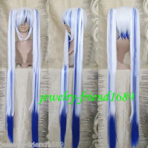 Cosplay wig Yuki Miku White &amp Blue Mix Split Type Heat Resistant Wig |