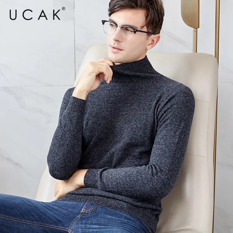UCAK Brand Sweater Men Autumn Winter Soft Cashmere Sweaters Thick Warm Turtleneck Pull Homme Pure Merino Wool Pullover Men U3012 UCAK Brand Sweater Men Autumn Winter Soft Cashmere Sweaters Thick Warm Turtleneck Pull Homme Pure Merino Wool Pullover Men U3012