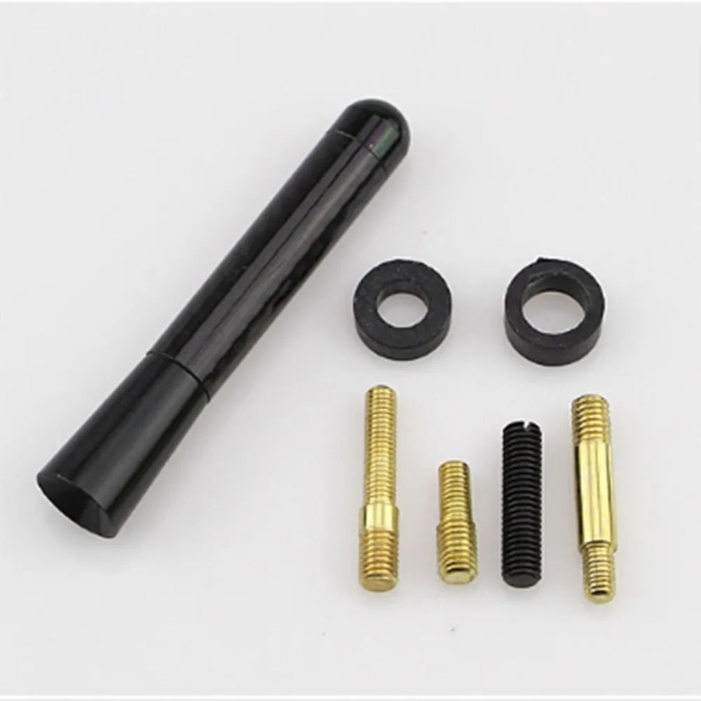 3/" Universal Car Silver Carbon Fiber Aluminum Screw Radio Short Antenna Aerial