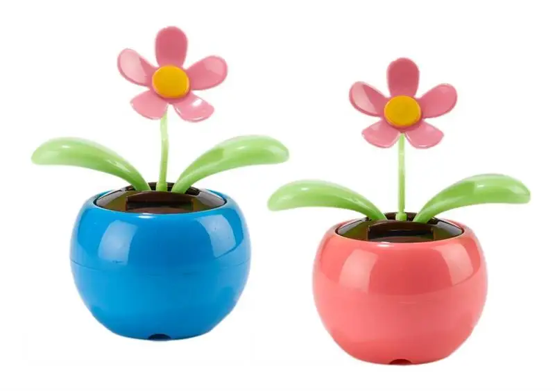 

2 Set Happy Dancing Solar Flower Apple Blossom Swing Flower Pink And Blue Solar Toy Kids Gifts Home Car Decor Cute Cartoon Toys