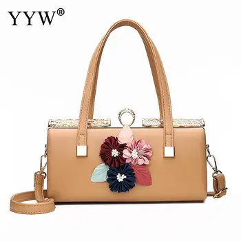 

Women Crossbody Shoulder Bag Lady'S Messenger Bags Rhinestone Luxury Designer Totes Handbag With Flower Pu Leather Handbags