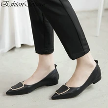EshtonShero/Женская обувь, женская обувь на плоской подошве, черные модные женские свадебные туфли-лодочки с острым носком без шнуровки, Размер 3-12