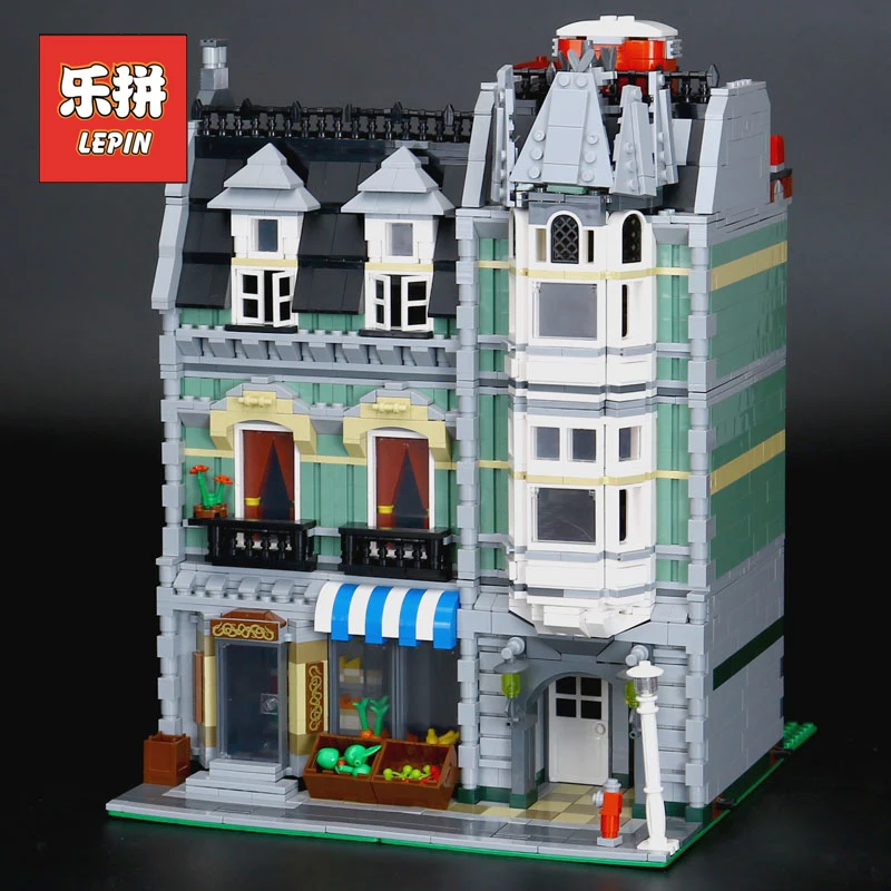 

Lepin 15008 City Streetview Building Toy the Green Grocer Model Building Kits Blocks Bricks Compatible 10185 Children Toy Gift