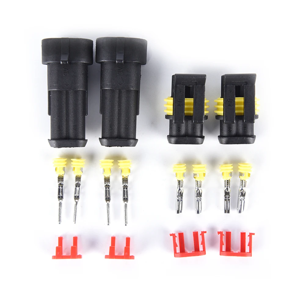 

10 pcs/set Plug 2 Pin Way AMP Super seal Waterproof Electrical Wire Connector