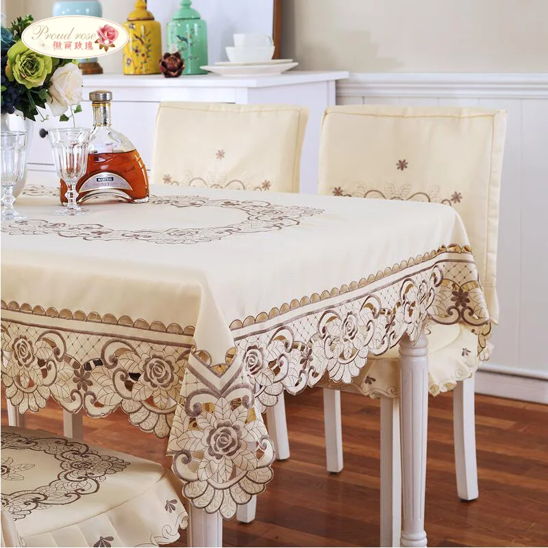 

Proud Rose European Style Embroidered Round Table Cloth High-grade Tablecloths Table Runner Modern Chair Cover Chair Cushion