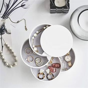 

4 Layers Jewelry Storage Box 360 Degrees Rotary Holder Jewelry Organizer for Earrings Rubber Band Bracelet Small Items Organizer