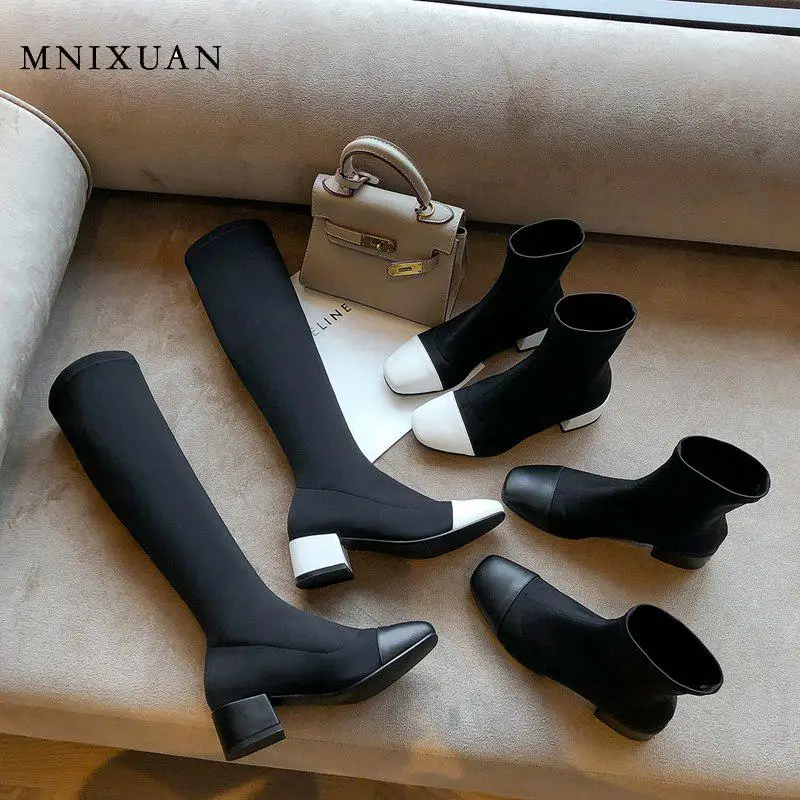 MNIXUAN/2019 г. модные тонкие сапоги в Корейском стиле сезон осень-зима новые