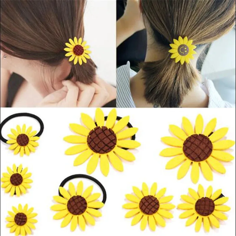 

1PC Sweet Sunflowers Hair Clips Women Girls Seaside Barrettes Hair Rope Band Headwear Hairpins Ponytail Holder Hair Accessories