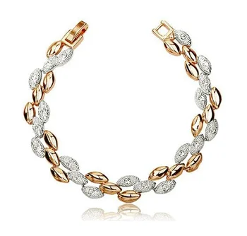 

AAAA+ rhinestones top quality Golden CUTE-2 colors Wheat charms bracelets party women fashion jewelry promotion