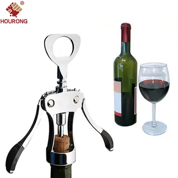 

HOURONG 1Pc Professional Stainless Steel Wine Bottle Opener Handle Pressure Corkscrew Red Wine Opener Kitchen Accessory Bar Tool