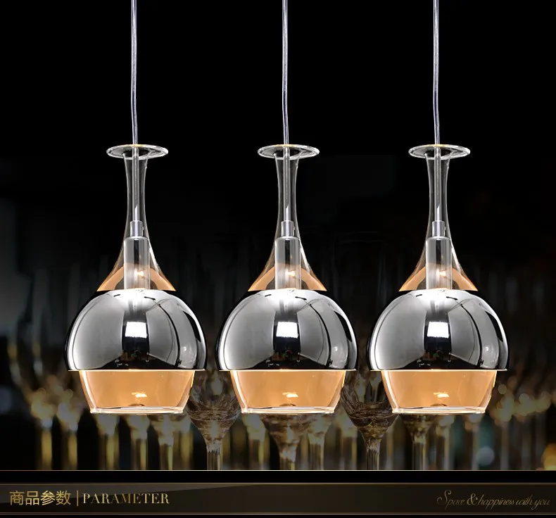 Светодио дный В 220-110 в три фары стеклянные подвесные светильники креативный ресторан столовая Бар стеклянная столовая подвесные лампы