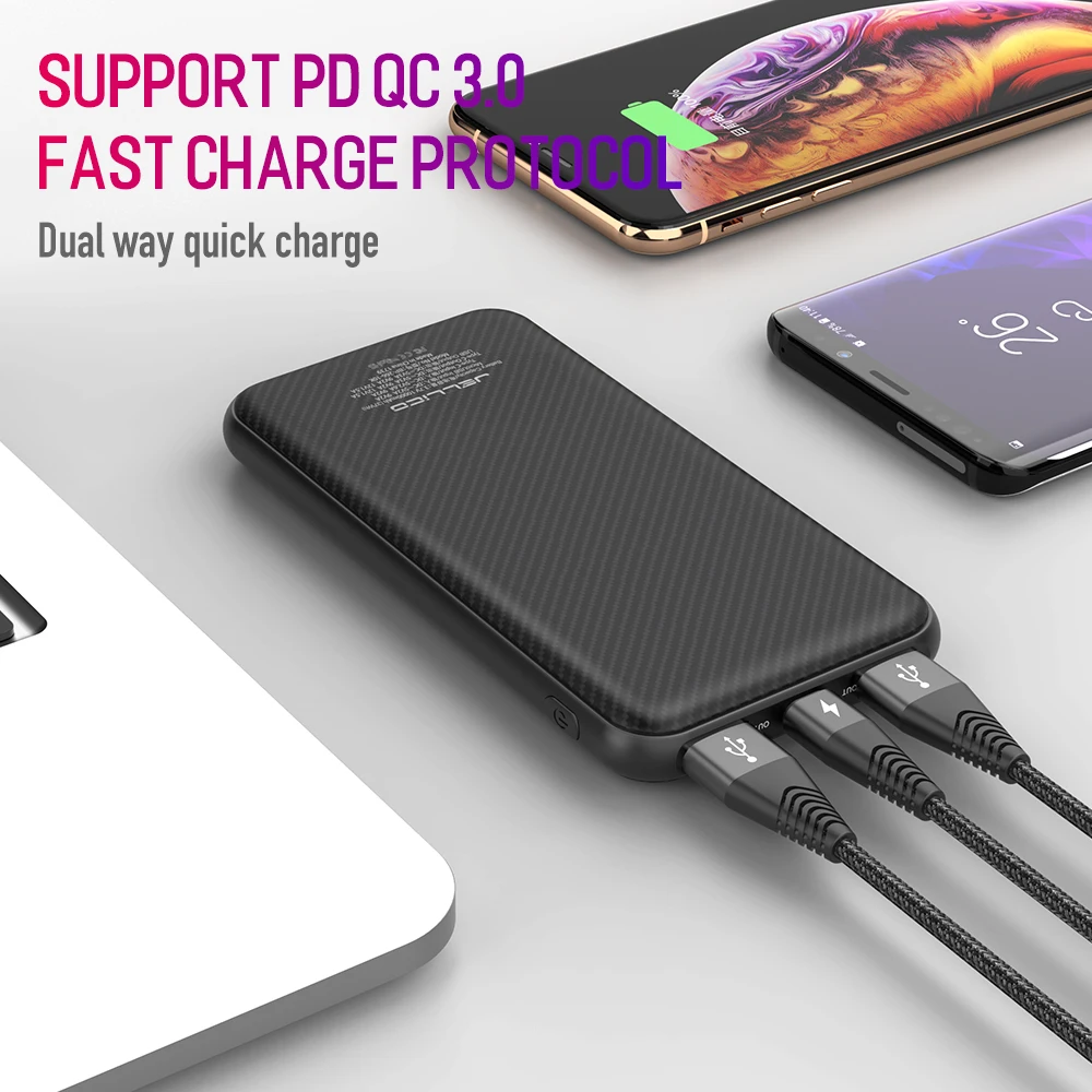 ROCK PD QC 3 0 18 Вт быстрое зарядное устройство power Bank 10000 мАч цифровой светодиодный