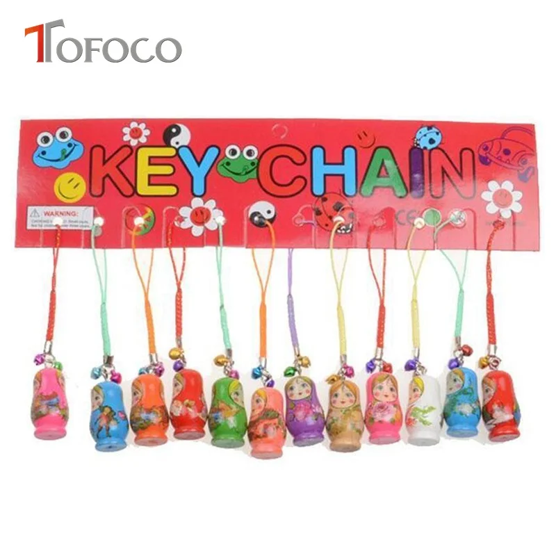 TOFOCO 10pcs Russian Dolls Toy In Sale Wholsesale Wooden Doll Keychain Phone Babushka Matryoshka Hand Painted | Игрушки и хобби