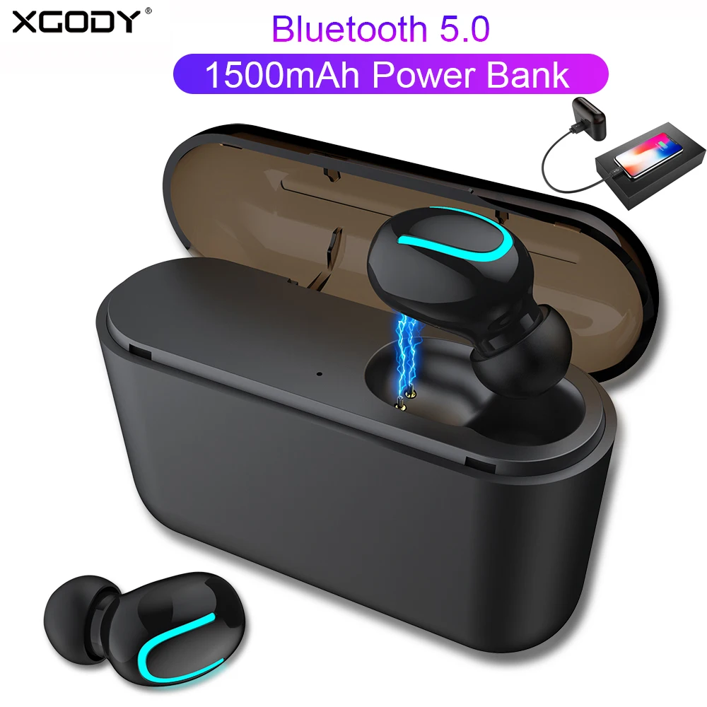 

XGODY Q32 Single Wireless Headphone Earbud Stereo Mini Bluetooth 5.0 Earphone Earpiece With Mic For iphone 5 6 7 8 XR XS Xiaomi