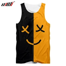 UJWI человек смайлик лицо повседневная майка 3D печатных черный желтый Экспрессия Смешная майка мужская одежда оптом