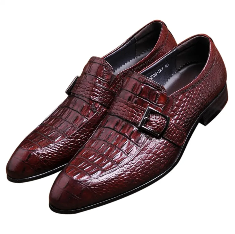

Crocodile Grain Summer Loafers Prom Dress Shoes Genuine Leather Causal Business Shoes Mens Wedding Groom Shoes With Buckle
