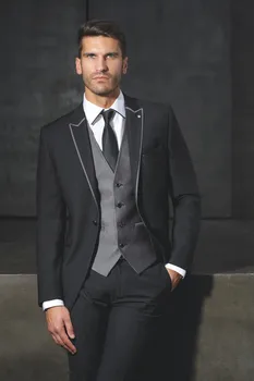 

Custom Made Groom Tuxedo Black Groomsmen Peak Lapel Wedding/Dinner Suits Best Man Bridegroom (Jacket+Pants+Tie+Vest)B405