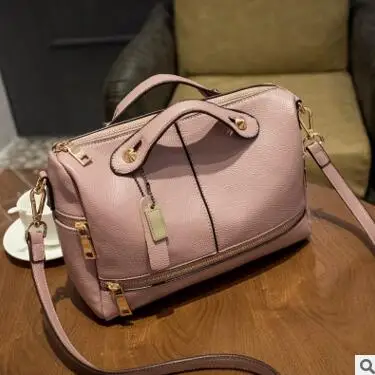 Известные бренды Boston женские сумки из натуральной кожи европейский и американский стиль женские сумки через плечо - Цвет: Розовый
