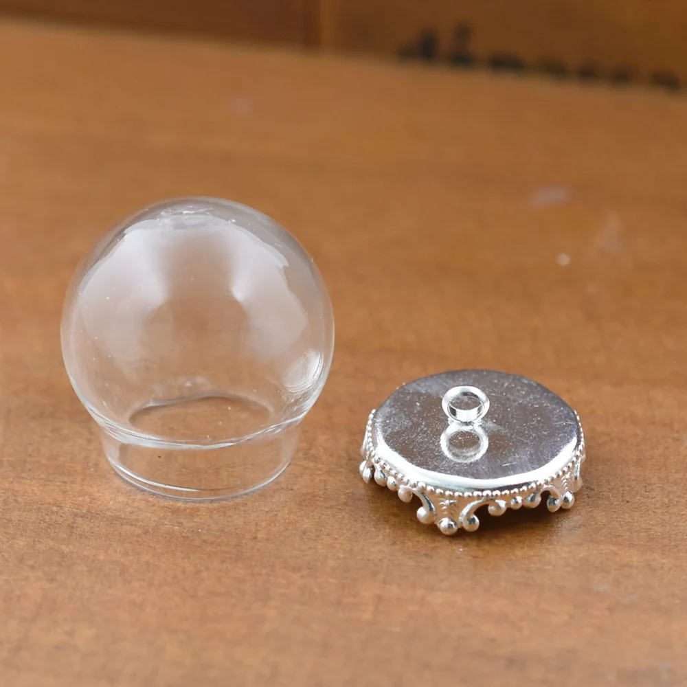 5 компл. 20*15 мм полый стеклянный глобус с установкой база бусины крышка набор orb Стеклянные Флаконы подвеска в форме стеклянной бутылки ювелирные изделия кулон