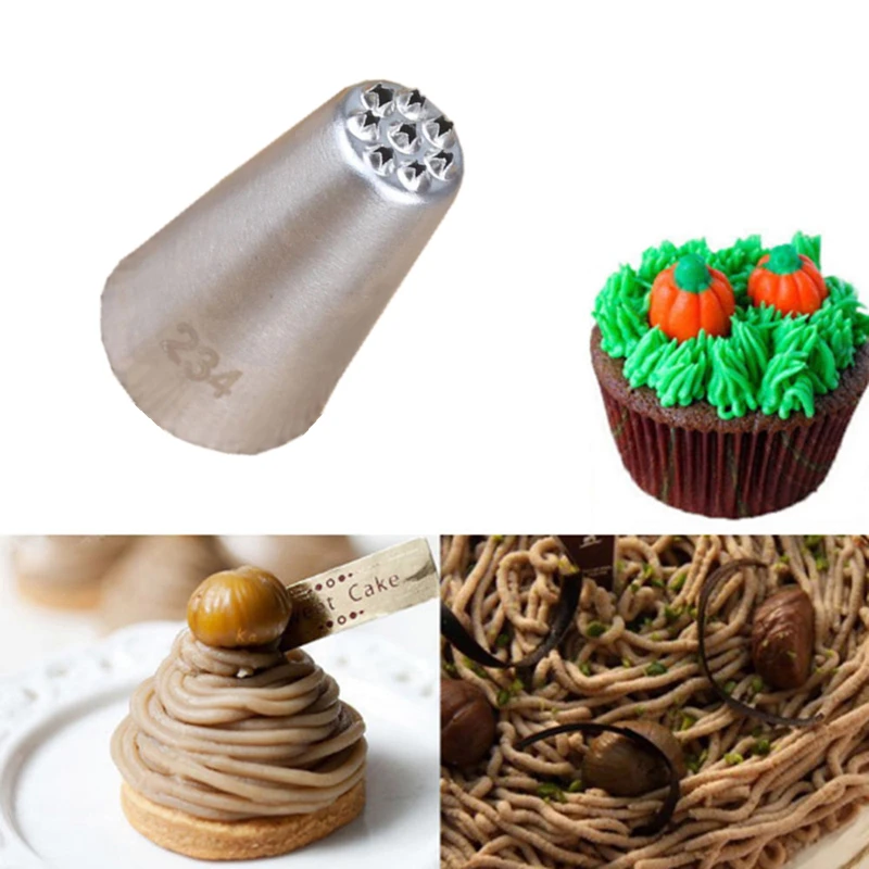 1Pcs Grass Icing Piping Nozzles Mont Blans Stainless Steel Pastry Tips For Cakes Cupcake Decorating Tools Fondant Confectionery | Дом и сад