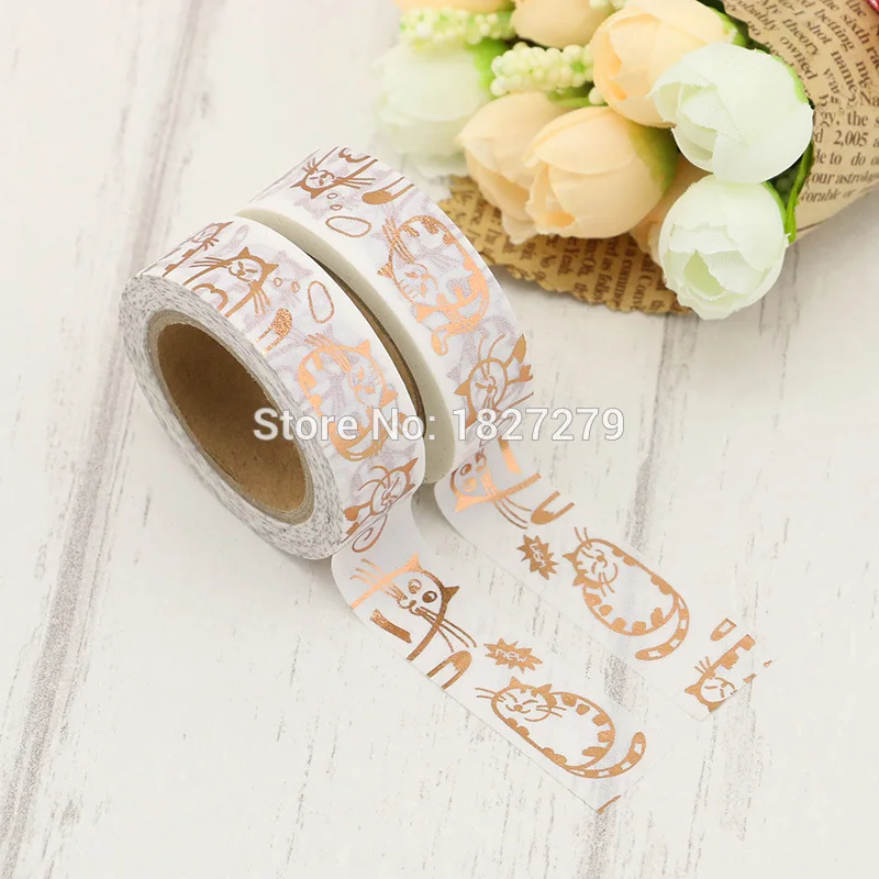 

1X foil lovely cat kitten washi tape DIY decoration scrapbooking planner masking tape adhesive tape kawaii stationery gift