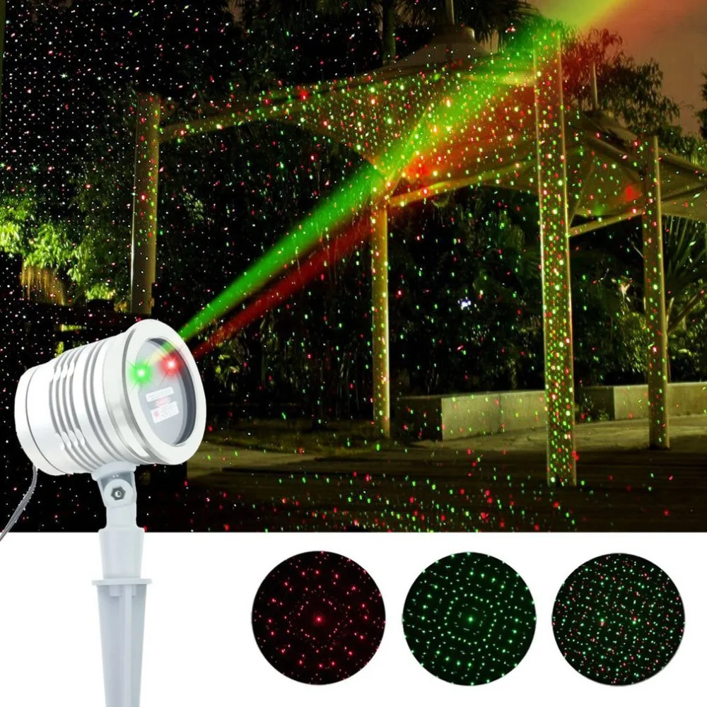 

Waterproof Laser Projector Light Red Green Starry Sky Star Pattern Laser Lamp for Christmas Festival Building Decor US/EU Plug