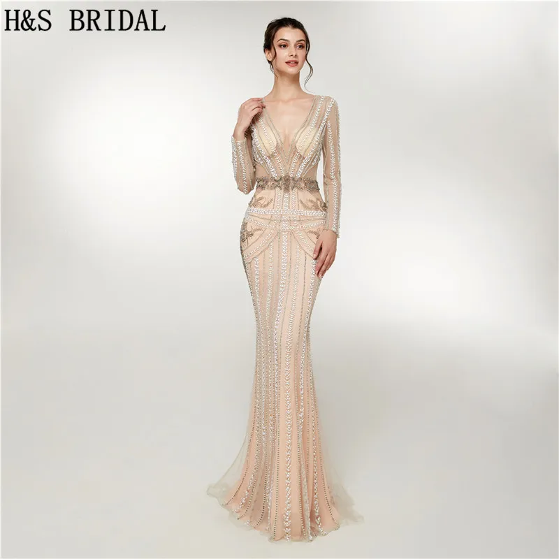 sheer sleeve evening gown