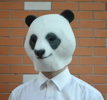 

Halloween Costume Prop Adult Latex Party Masks Panda Head Natural Silicone Rubber Cosplay Fancy Dress Animal Full Face Mask