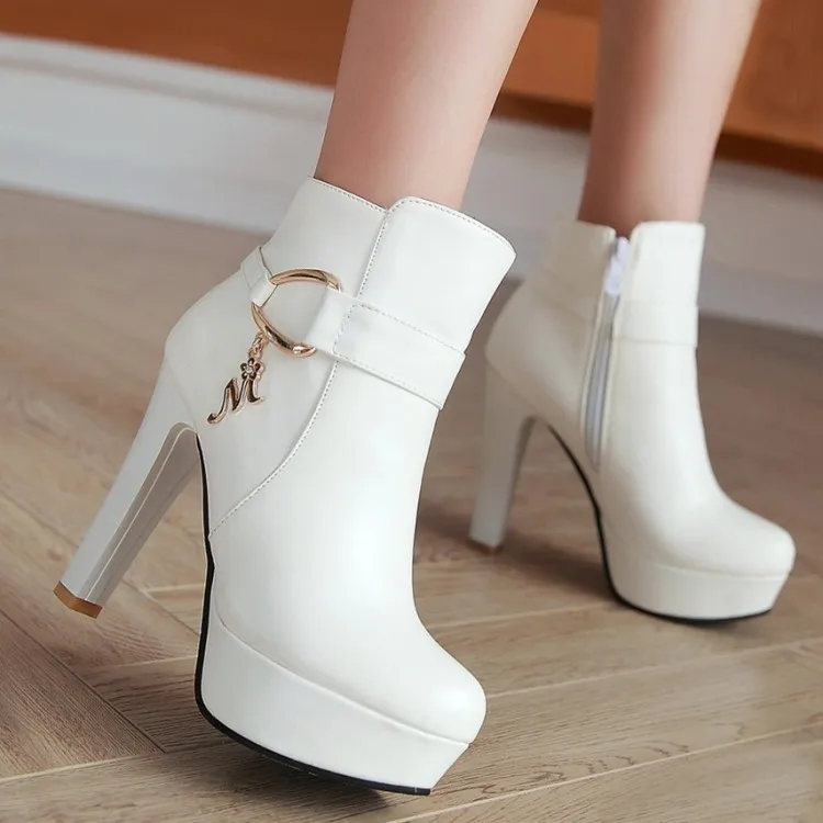 Womens Fashion Elegant Booties High Heels Shoes For Ladies Online Black And White Platform Ankle Boots Pink Beige44