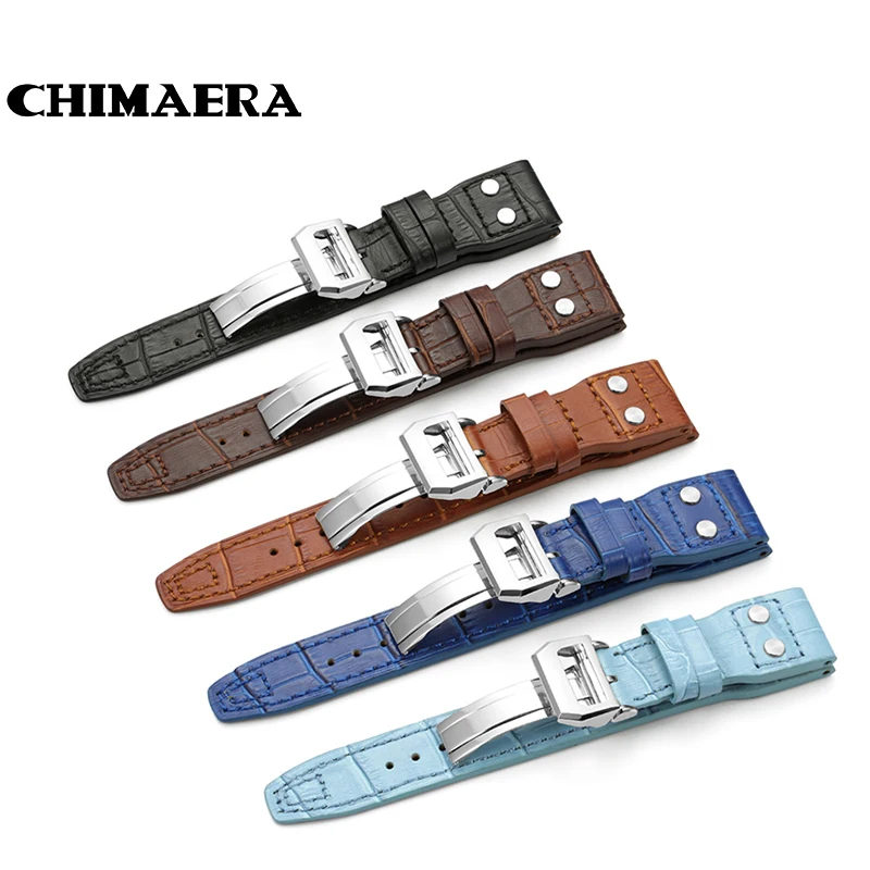 Ремешок CHIMAERA из воловьей кожи с узором под крокодила итальянский ремешок 22 мм