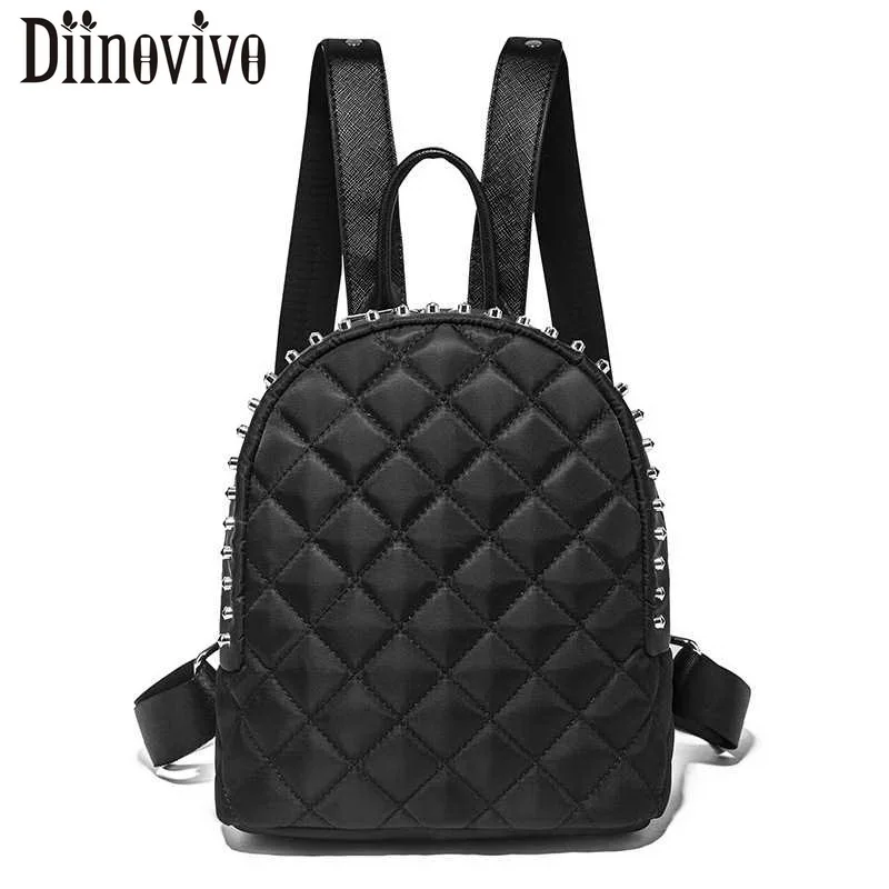 

Gradosoo Mini Women Quilted Backpack Fashion Band Rivet Shoulder Bags Female Casual Oxford Waterproof Bagpack Feminina LBF35