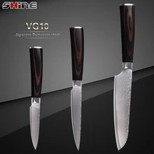High-end damaskus küchenmesser 3 stücke set VG10 damaststahl core mit farbe holzgriff 5 “5” 3,5 “küchenmesser neue ankunft