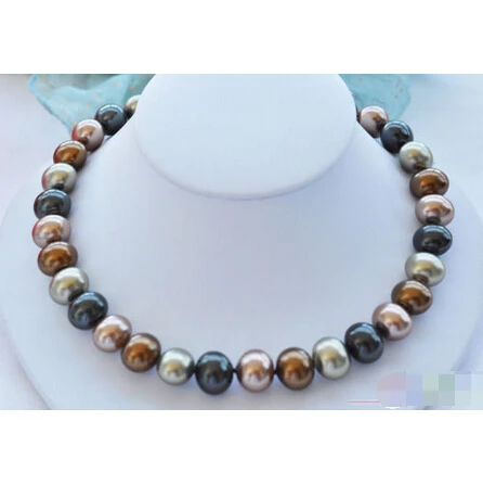 

P3895 17" 13x15mm egg coffee black SOUTH SEA SHELL PEARL NECKLACENoble style Natural Fine jewe fast SHIPPING