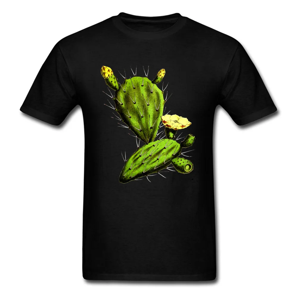 Custom Funny Men's T-Shirt Newest Summer Short Sleeve Round Collar Pure Cotton Tops Tees Party Tee Shirt Drop Shipping Desert Cactus by EncycloArt Botanical Cacti Plant Tee black