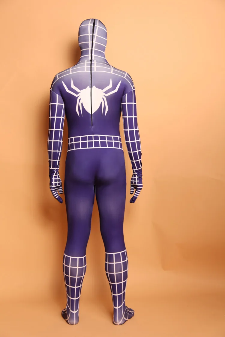 Унисекс для взрослых всего тела фиолетовый лайкра спандекс супергерой Человек-паук Зентаи костюмы Хеллоуин костюм