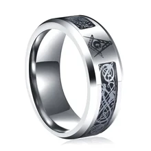 8 мм масонское кольцо из нержавеющей стали для мужчин, серебряный цвет, символ масона, G кольца с изображением дракона, мужской браслет, Размер 7-14