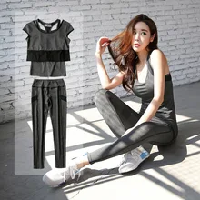 Женский йога спортивный набор из 3 предметов леггинсы фитнес жилет костюмы бесшовные колготки тренировочный костюм тонкая спортивная беговая дорожка набор свитеров