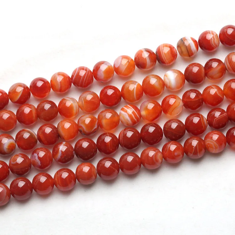 

Hot Red Stripe Onyx Agata Round Carnelian Selectable 4 6 8 10mm Natural Stone Beads For Jewelry Making Diy Bracelet Necklace