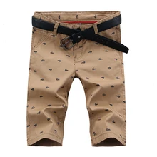 Новые летние шорты из хлопка для мужчин, корейские Молодежные Пляжные шорты с пятиточечным тонким принтом, мужские повседневные шорты