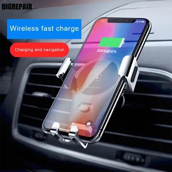 New Metal Car Mount Qi Wireless Charger For iPhone X 8 Fast Wirless Charging Car Phone Holder Stand For Samsung Note 9 S9 S8