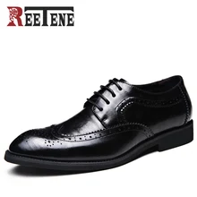 REETENE/Модная Мужская обувь; Мужские модельные туфли из натуральной кожи; Роскошные Брендовые мужские деловые Повседневные Классические мужские туфли