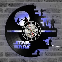 Reloj de pared led de Star Wars con 7 colores diferentes que cambian diseño moderno película Vintage reloj de vinilo para grabar Reloj de pared decoración del hogar