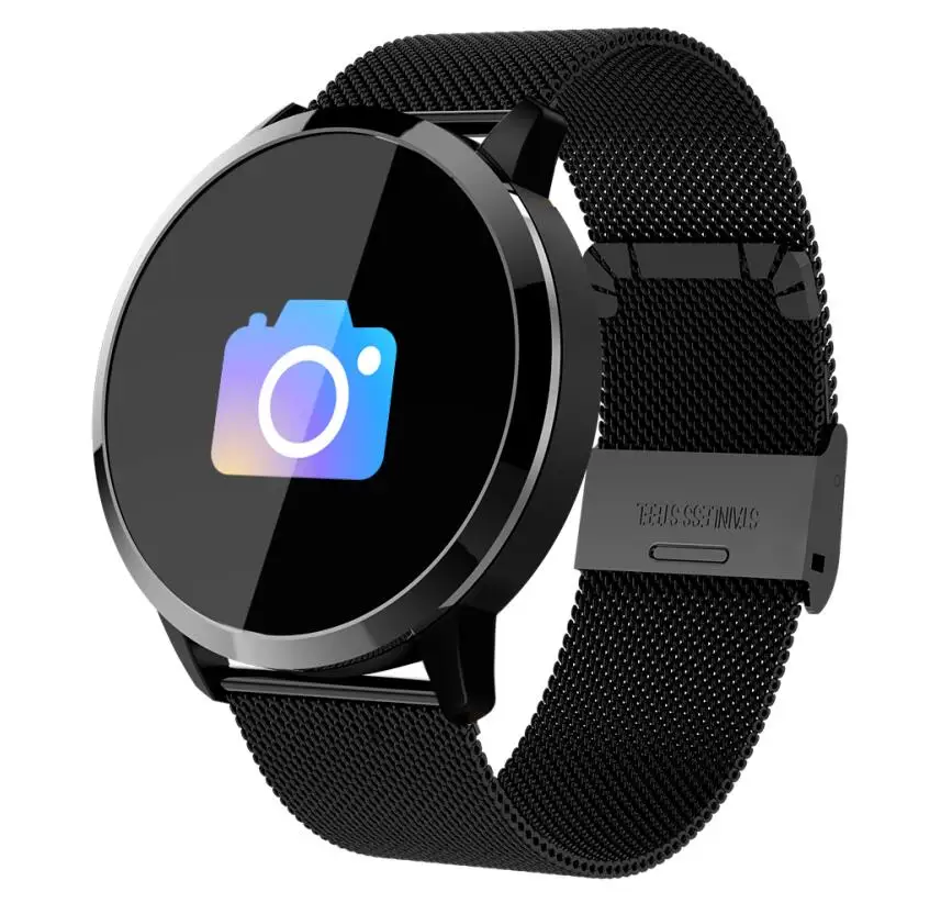 Steel Black strap Diggro Q8 0,95 дюймов Смарт-часы Водонепроницаемый Фитнес трекер умные часы, отображающие сердцебиение Для мужчин; для женщин моды - Цвет: Steel Black strap