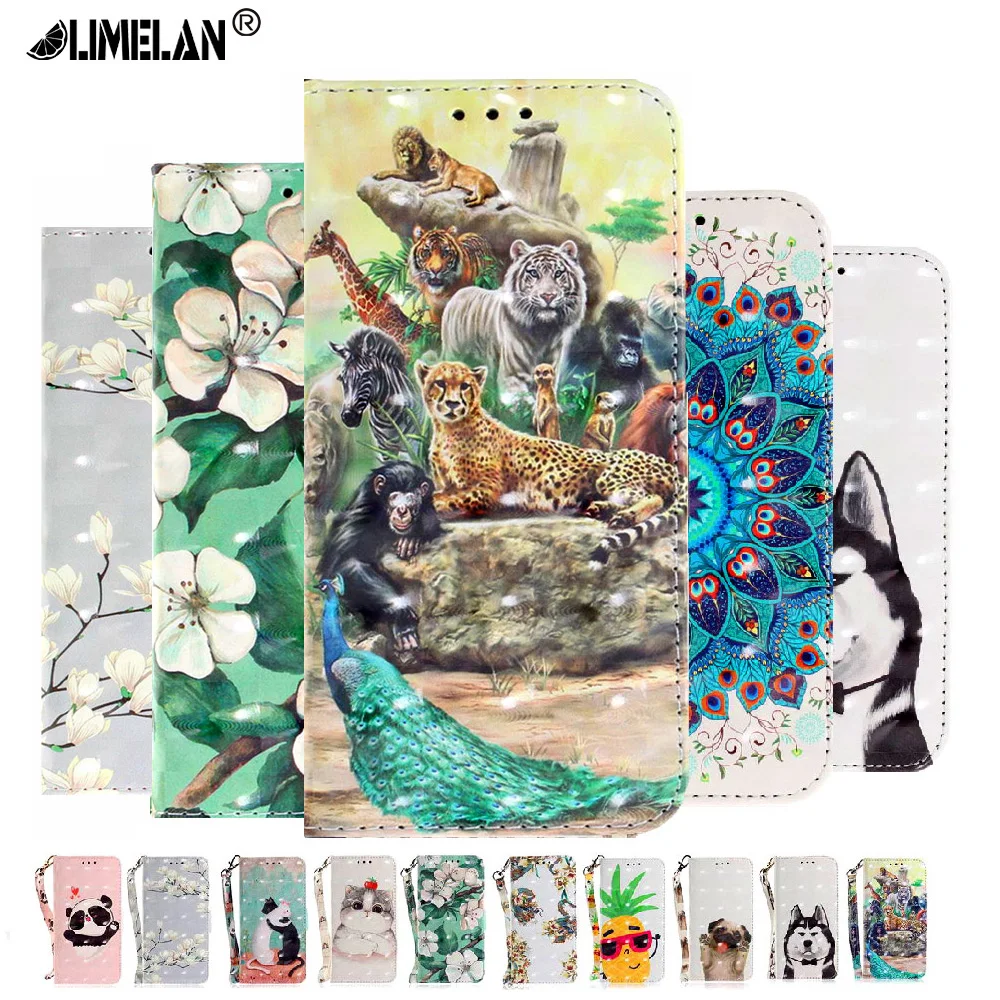 

Limelan Coque For Motorola moto G6 Flip Case For moto G6 Plus 3D Vision Painted Pattern PU Leather Phone Bag Pouch Wallet Case