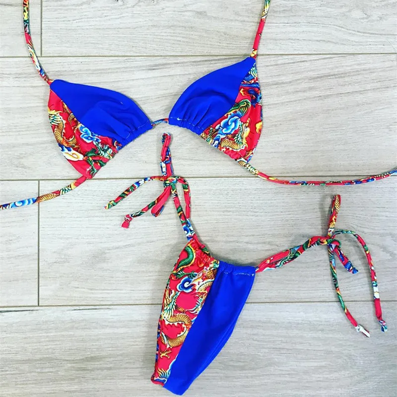 

Swimsuit Push Up Separate High Waisted Bikini Women Women's Swimwear 2019 With New Neck Colour Coloured Dragon Printed