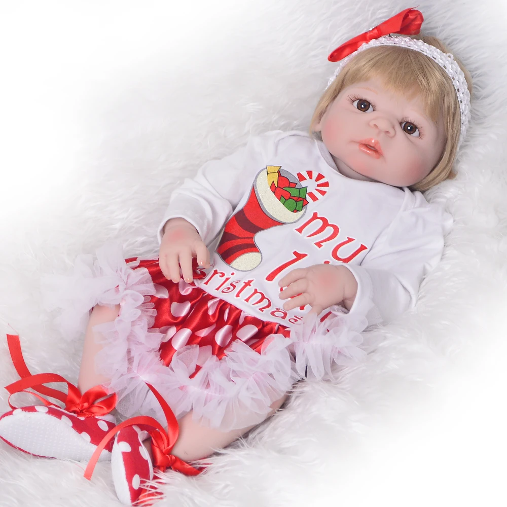 

Simulation Russian Babies Doll So Truly Full Silicone Vinyl 23'' Newborn Baby Dolls Gold Hair Reborn Dolls For Sale Girl Toys