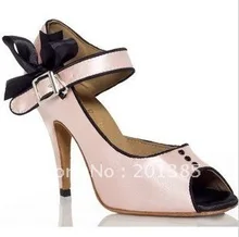 Free Ship Girls Pink Satin LATIN Shoes SALSA Dance Shoes Ball Latin Dance Shoes Tango Shoes